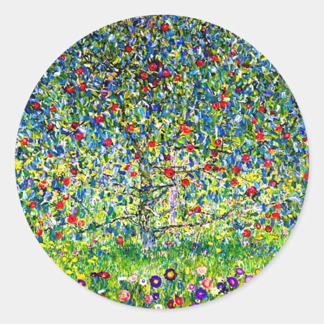 Gustav Klimt Apple Tree Runder Aufkleber (Vorderseite)