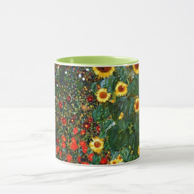 Gustav Klimt art - Bauernhof Garten mit Sonnenblum Tasse (Zentrum)