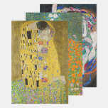 Gustav Klimt - Auswahl der Meisterwerke Geschenkpapier Set<br><div class="desc">Gustav Klimt - Meisterwerke Auswahl: - Der Kuss / Der Kuss - 1907-1908 - Blumengarten - 1905-1907 - Die Jungfrau / Der Maiden,  1913</div>