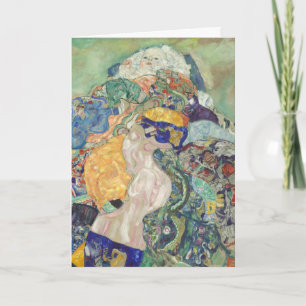 Gustav Klimt Baby in der Wiege Farbige Kunst Feiertagskarte