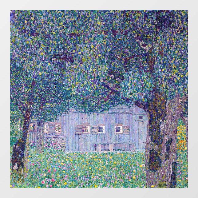 Gustav Klimt - Bauernhof in Oberösterreich Fensteraufkleber (Blatt)