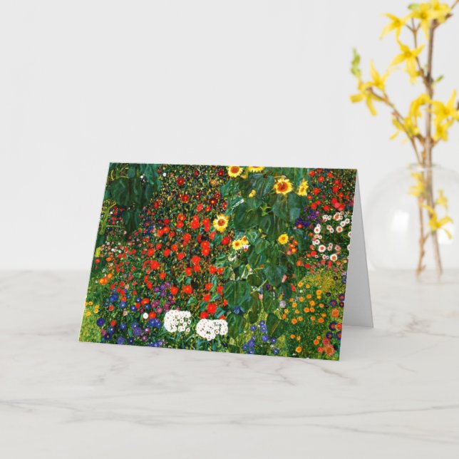 Gustav Klimt - Bauernhof mit Sonnenblumen Karte (Gelbe Blume)