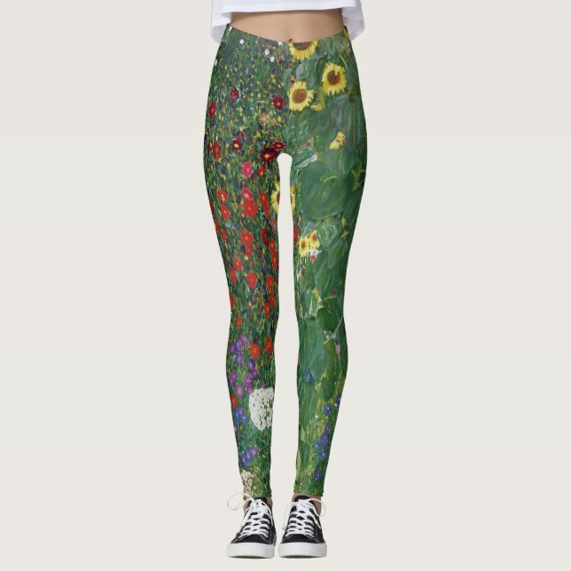 Gustav Klimt - Bauernhof mit Sonnenblumen Leggings (Vorderseite)