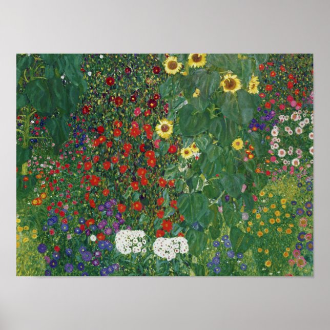 Gustav Klimt - Bauernhof mit Sonnenblumen Poster (Vorne)