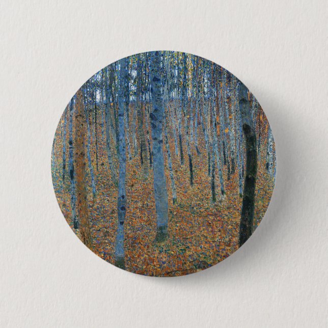 Gustav Klimt Beech Tree Forest Grove Button (Vorderseite)