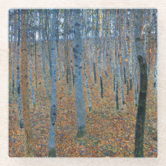 Gustav Klimt Beech Tree Forest Grove Glasuntersetzer (Vorderseite)