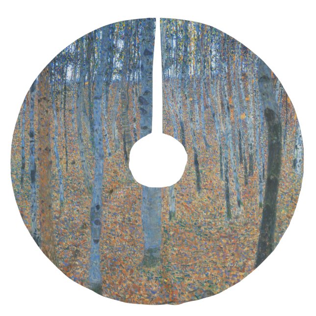 Gustav Klimt Beech Tree Forest Grove Polyester Weihnachtsbaumdecke (Vorderseite)