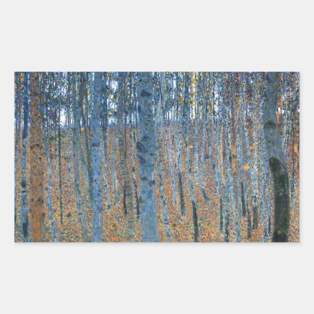 Gustav Klimt Beech Tree Forest Grove Rechteckiger Aufkleber (Vorderseite)
