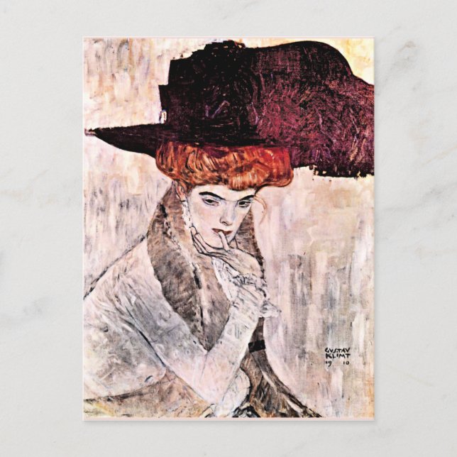 Gustav Klimt berühmtes Bild, Der Schwarze Hut Postkarte (Vorderseite)