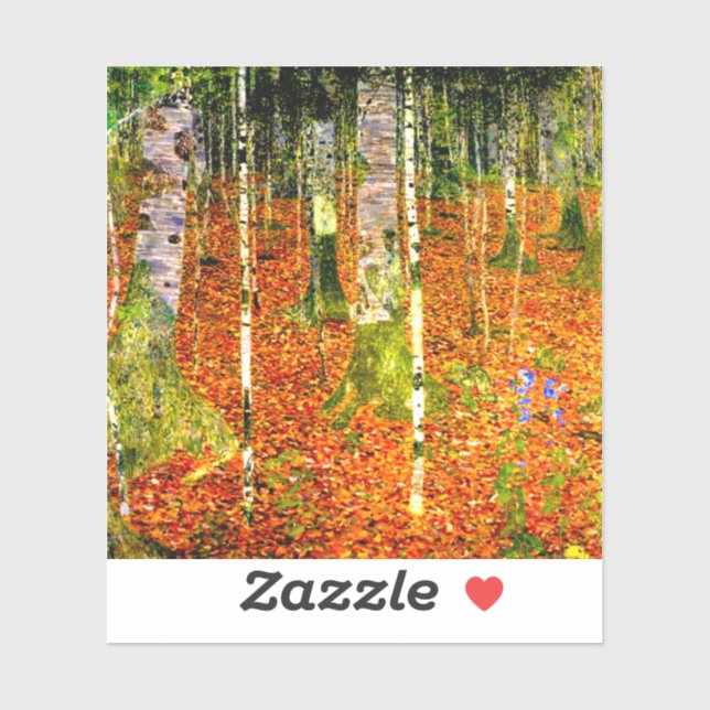 Gustav Klimt Birch Trees Aufkleber (Blatt)