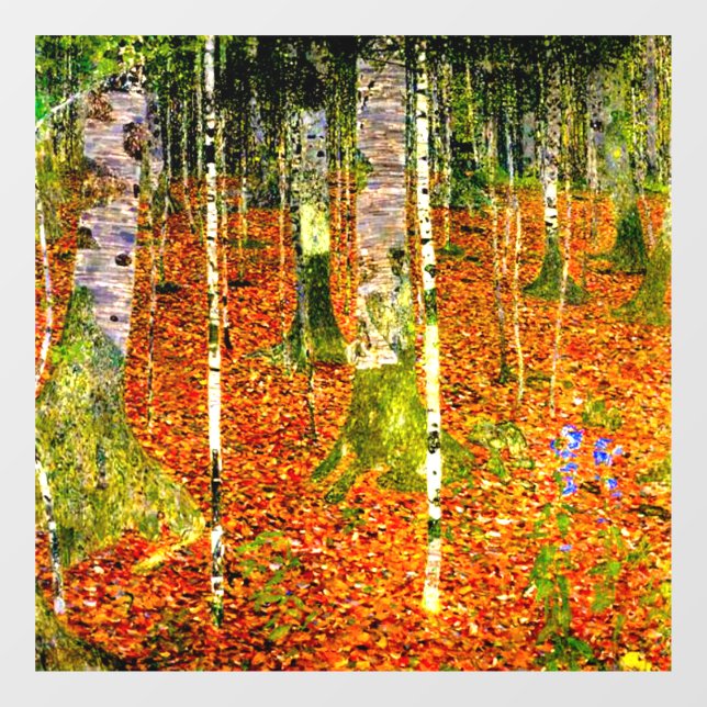 Gustav Klimt Birch Trees Fensteraufkleber (Blatt)