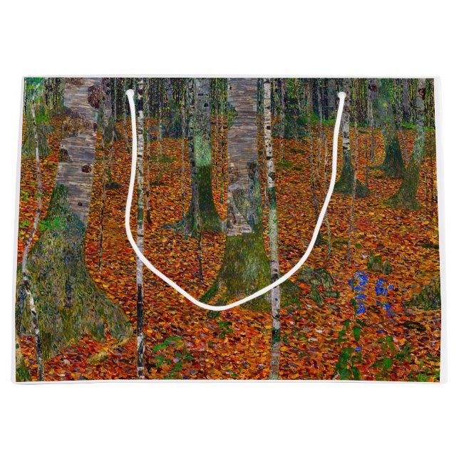 Gustav Klimt - Birch Wood Große Geschenktüte (Vorderseite)