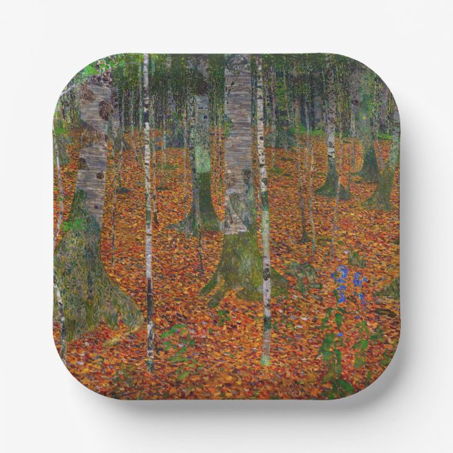 Gustav Klimt - Birch Wood Pappteller (Vorderseite)