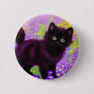 Gustav Klimt Black Kitten Button