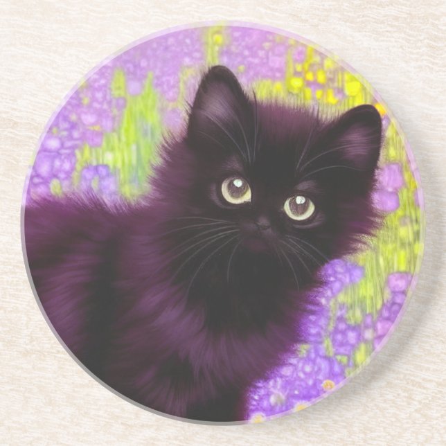 Gustav Klimt Black Kitten Getränkeuntersetzer (Vorne)