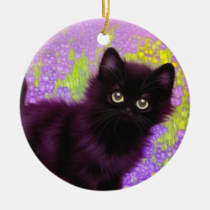 Gustav Klimt Black Kitten Keramik Ornament
