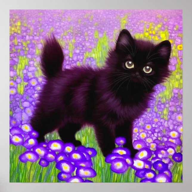 Gustav Klimt Black Kitten Poster (Vorne)
