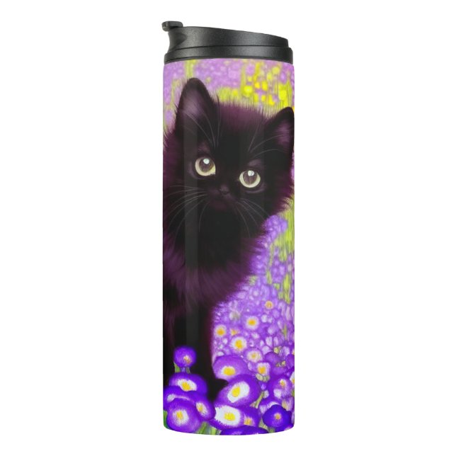 Gustav Klimt Black Kitten Thermosbecher (Nach rechts gedreht)