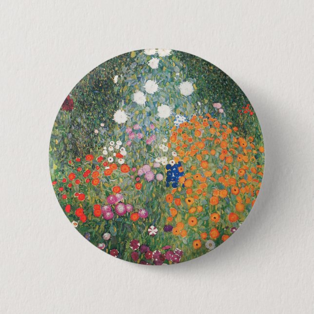 Gustav Klimt Blumengarten Button (Vorderseite)
