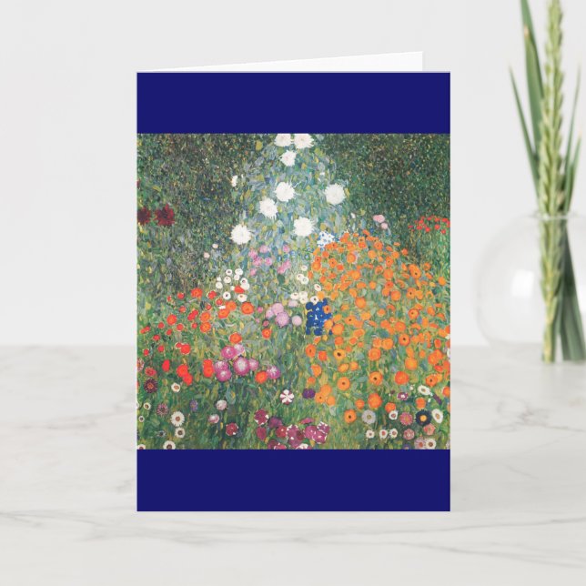 Gustav Klimt Blumengarten Feiertagskarte (Vorderseite)