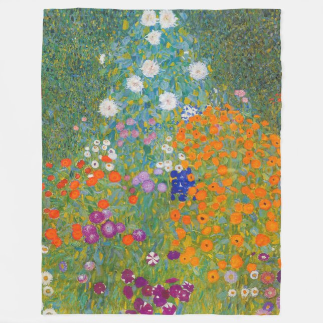 Gustav Klimt - Blumengarten Fleecedecke (Vorderseite)