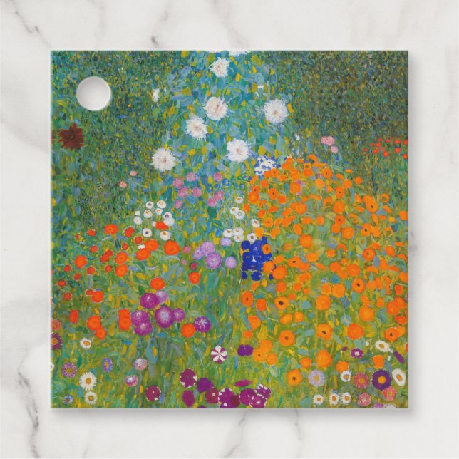 Gustav Klimt - Blumengarten Geschenkanhänger (Vorderseite)