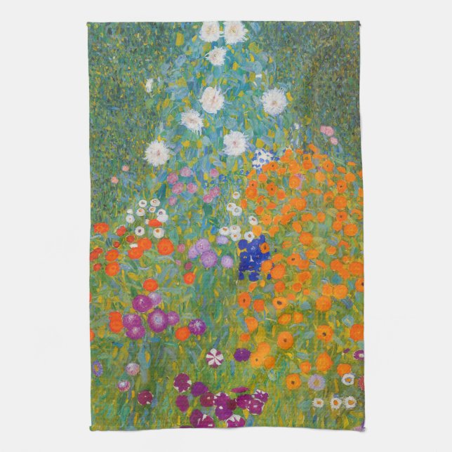 Gustav Klimt - Blumengarten Geschirrtuch (Vertikal)