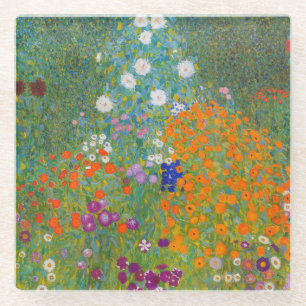 Gustav Klimt - Blumengarten Glasuntersetzer