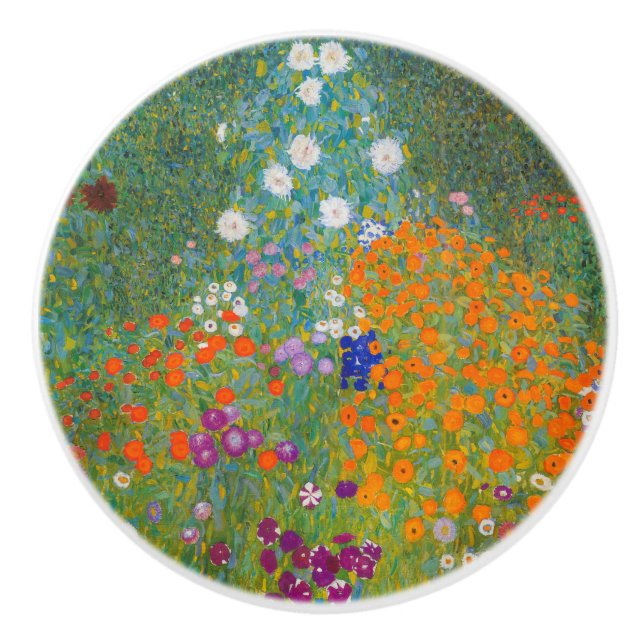 Gustav Klimt - Blumengarten Keramikknauf (Vorderseite)