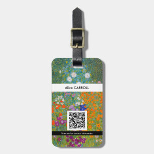 Gustav Klimt - Blumengarten - QR-Code Gepäckanhänger