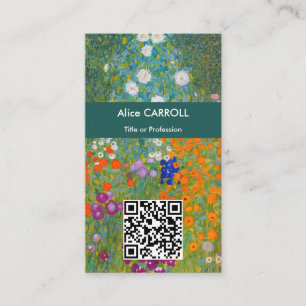 Gustav Klimt - Blumengarten - QR-Code Visitenkarte