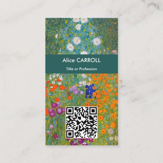 Gustav Klimt - Blumengarten - QR-Code Visitenkarte (Vorderseite)