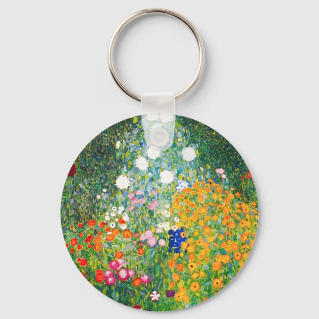Gustav Klimt Blumengarten Schlüsselkette Schlüsselanhänger (Vorderseite)