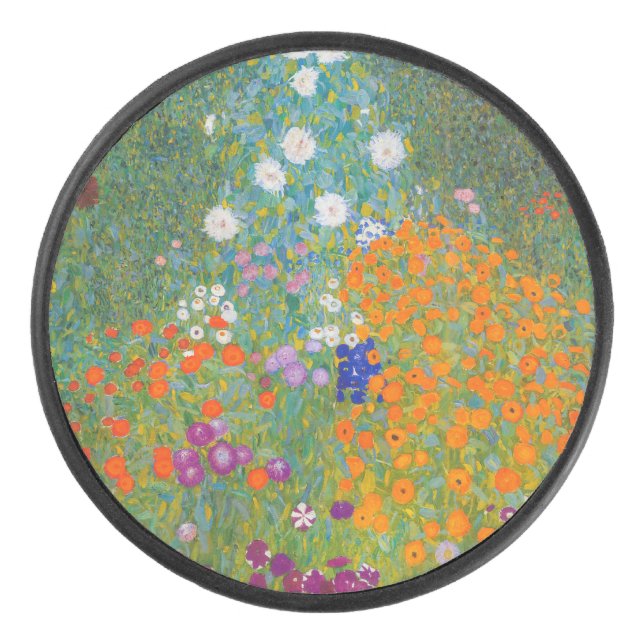 Gustav Klimt - Blumengarten Set Eishockey Puck (Vorderseite)
