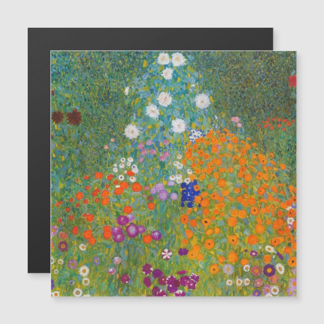 Gustav Klimt - Carte Magnétique Jardin Fleur (Devant / Derrière)