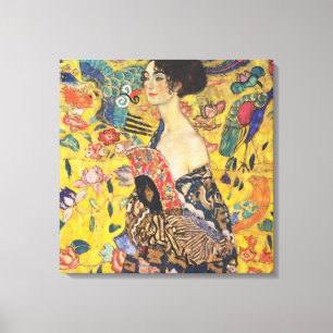 Gustav Klimt Dame mit Fächer Art Nouveau Gemälde Leinwanddruck