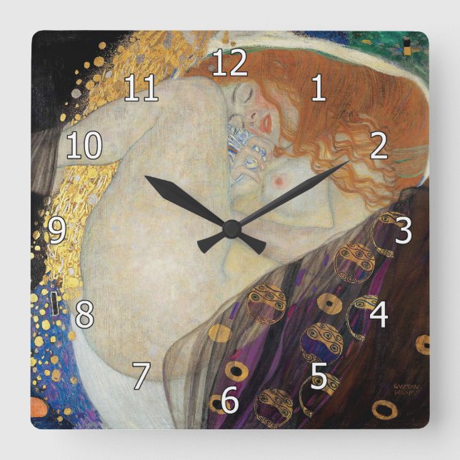 Gustav Klimt - Danae Quadratische Wanduhr (Vorderseite)