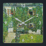 Gustav Klimt - Das Haus Guardaboschi Quadratische Wanduhr<br><div class="desc">Das Haus Guardaboschi / Haus in Weißbach am Attersee - Gustav Klimt,  Öl auf Leinwand,  1912</div>