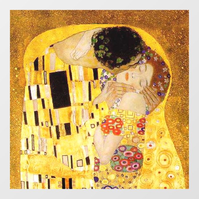 Gustav Klimt Das klassische Kiss-Gemälde Fensteraufkleber (Blatt)
