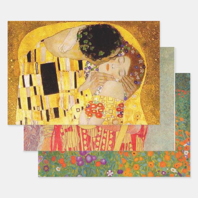 Gustav Klimt Das klassische Kiss-Gemälde Geschenkpapier Set (Set)