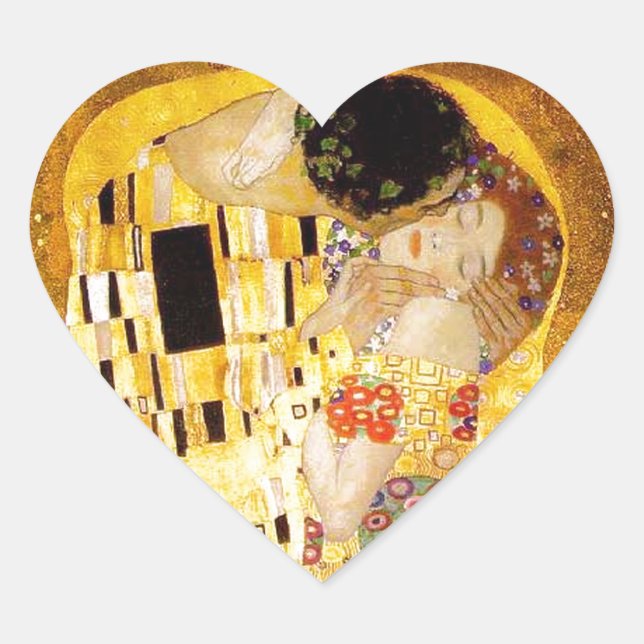 Gustav Klimt Das klassische Kiss-Gemälde Herz-Aufkleber (Vorderseite)