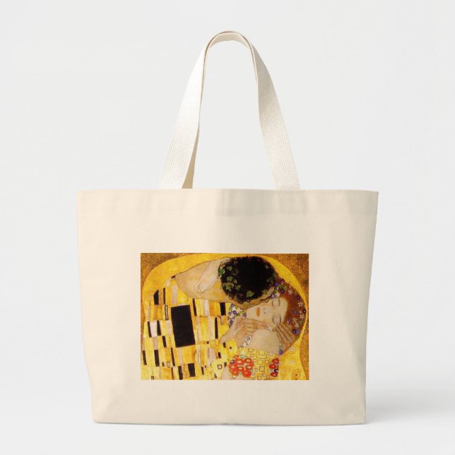 Gustav Klimt Das klassische Kiss-Gemälde Jumbo Stoffbeutel (Vorne)