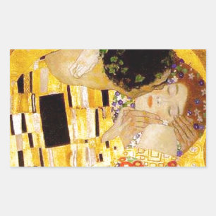Gustav Klimt Das klassische Kiss-Gemälde Rechteckiger Aufkleber