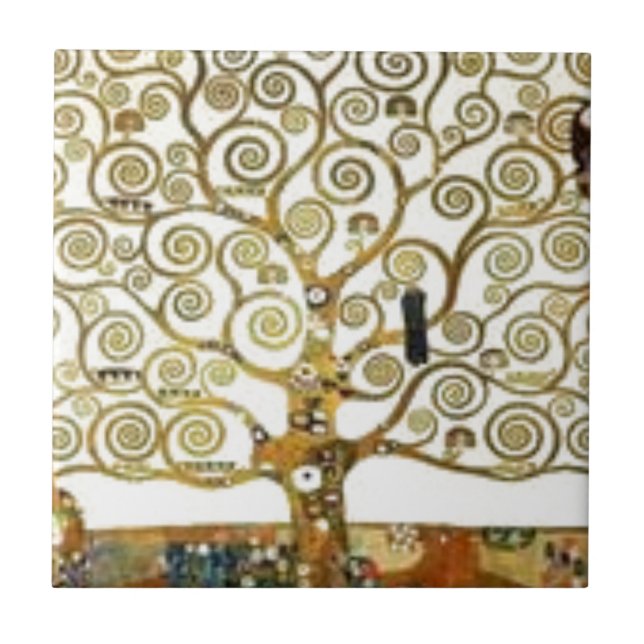Gustav Klimt - der Baum der Lebenmalerei Fliese (Vorderseite)