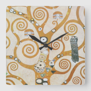 Gustav Klimt Der Baum des Lebens Jugendstil Quadratische Wanduhr