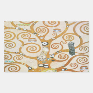 Gustav Klimt Der Baum des Lebens Jugendstil Rechteckiger Aufkleber