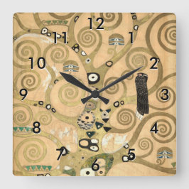 Gustav Klimt - Der Baum des Lebens, Stoclet Frieze Quadratische Wanduhr