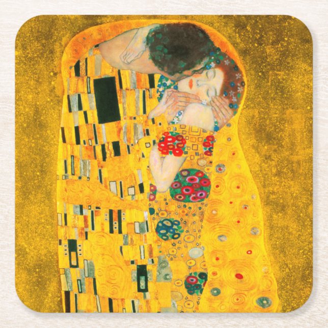 Gustav Klimt Der Kiss Rechteckiger Pappuntersetzer (Vorderseite)