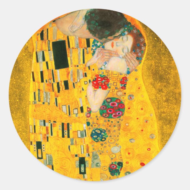 Gustav Klimt Der Kiss Runder Aufkleber (Vorderseite)
