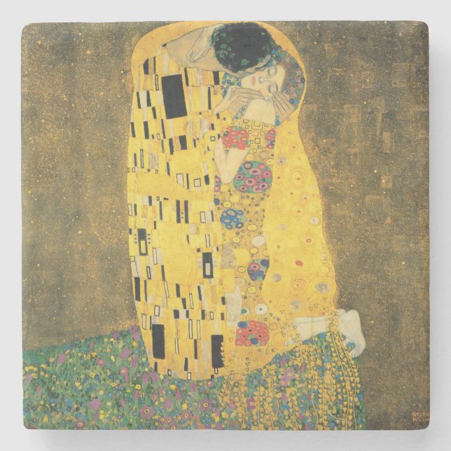 GUSTAV KLIMT - Der Kuss 1907 Steinuntersetzer (Vorderseite)